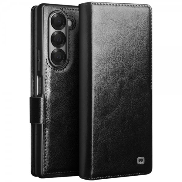 Qialino Samsung Galaxy Z Fold 6 Etui Ekte Skinn Svart