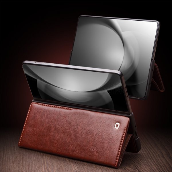Qialino Samsung Galaxy Z Fold 6 Etui Ekte Skinn Svart