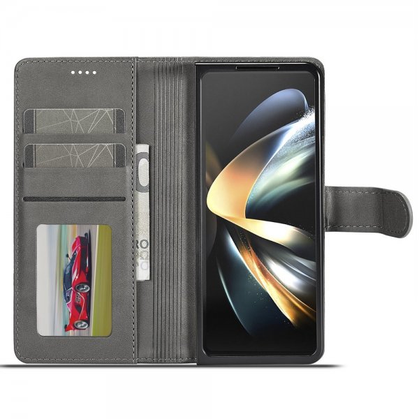 Lc.Imeeke Samsung Galaxy Z Fold 6 Etui med Kortlomme stativfunksjon Grå