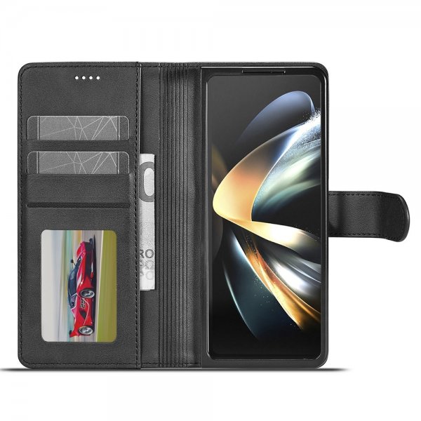 Lc.Imeeke Samsung Galaxy Z Fold 6 Etui med Kortlomme stativfunksjon Svart