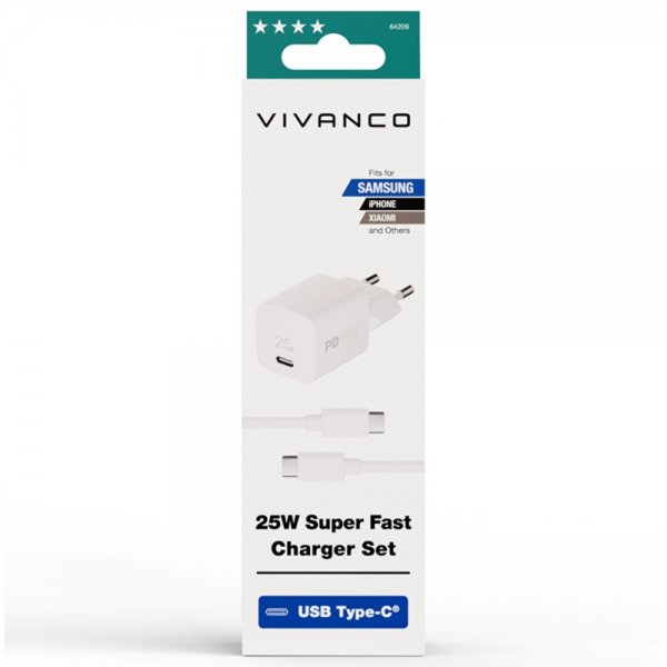 Vivanco Samsung Lader med Kabel 25W Super Fast Charger Set