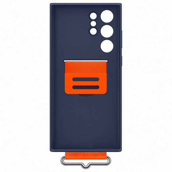 Samsung Original Galaxy S22 Ultra Deksel Silicone Cover with Strap Navy