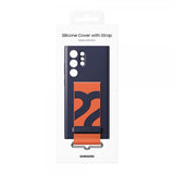 Samsung Original Galaxy S22 Ultra Deksel Silicone Cover with Strap Navy