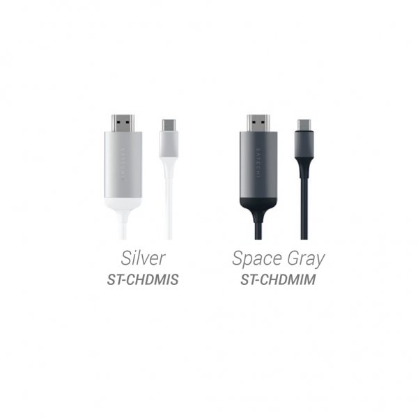 Satechi Aluminium Type-C to HDMI Cable Adapter 4K 60Hz 1.8m Sølv