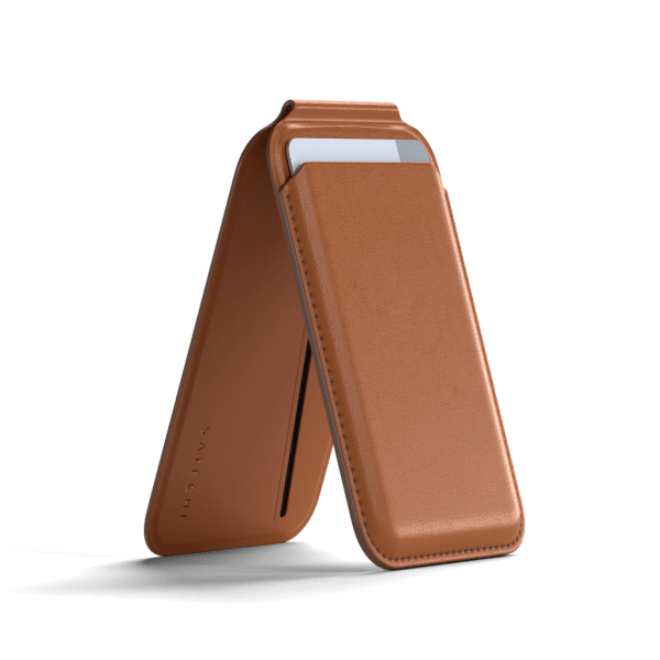 Satechi Kortholder Vegan-Leather Magnetic Wallet Stand Brun