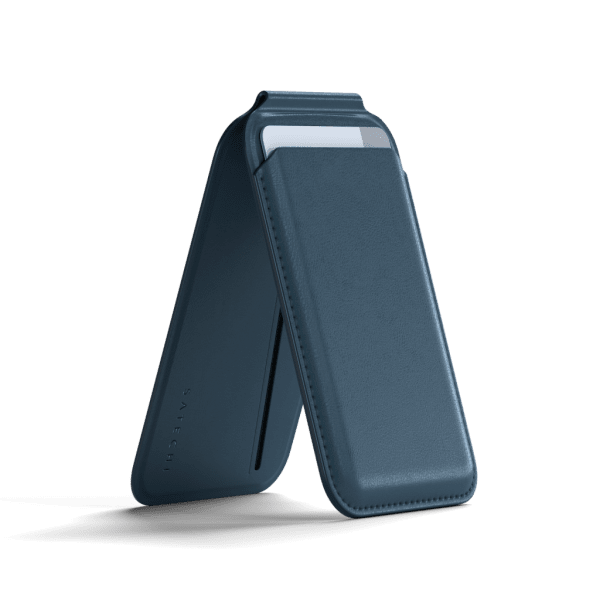 Satechi Kortholder Vegan-Leather Magnetic Wallet Stand Mørkeblå