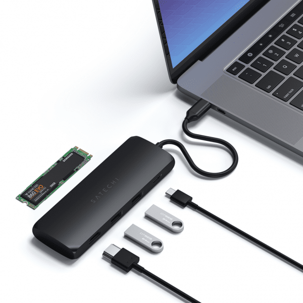 Satechi USB-C HYBRID med inbyggd möjlighet till SSD-lagring Svart