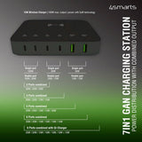 4smarts Skrivebord Lader 7in1 GaN 100W med Trådløs lading Svart