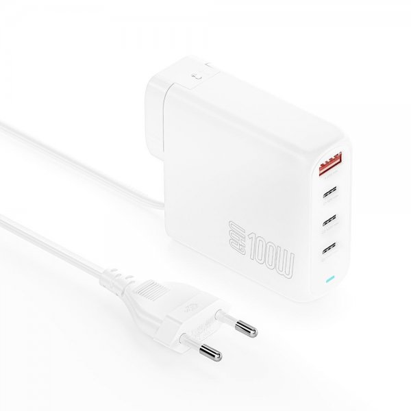 4smarts Skrivebord Lader GaN Flex Pro 100W 3 USB-C+1 USB-A