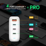 4smarts Skrivebord Lader GaN Flex Pro 100W 3 USB-C+1 USB-A