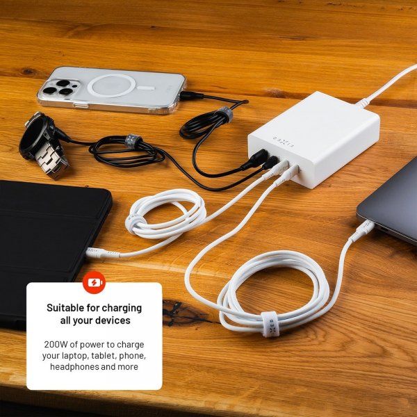 Fixed Skrivebord Lader GaN200 Charging Dock 3xUSB-C & 1xUSB-A