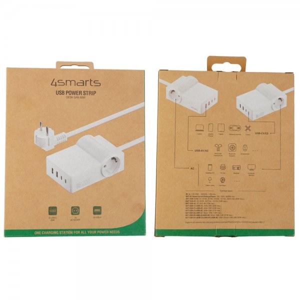 4smarts Skrivebord Lader USB-C/A Power Strip Desk GaN 65W