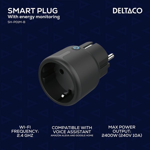 Deltaco Smart Home Smart plugg WiFi svart