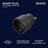 Deltaco Smart Home Smart plugg WiFi svart