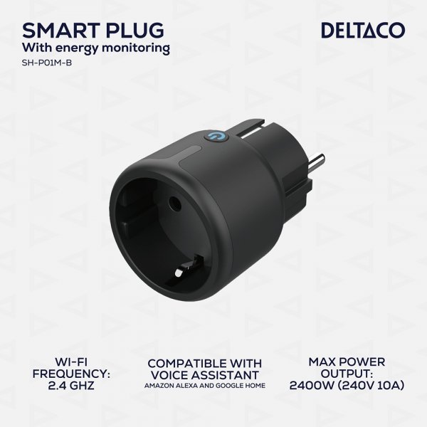 Deltaco Smart Home Smart plugg WiFi svart