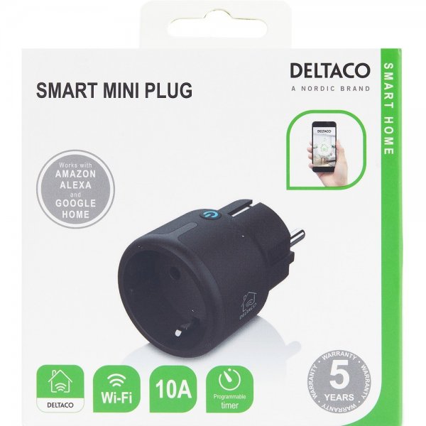 Deltaco Smart Home Smart plugg WiFi svart