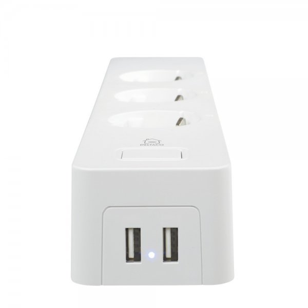 Deltaco Smart Home Smart WiFi strømuttak 3xCEE 7/3 & 2xUSB-A 1.5m