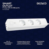 Deltaco Smart Home Smart WiFi strømuttak 3xCEE 7/3 & 2xUSB-A 1.5m