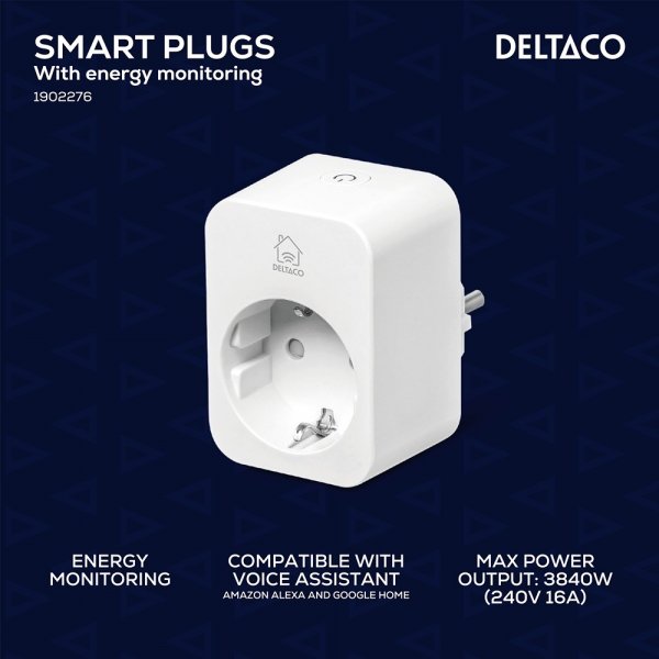 Deltaco Smart Home Smart Plug WiFi 2.4GHz 2-pakning