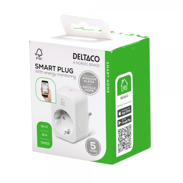 Deltaco Smart Home Smart strømkontakt med energiovervåking