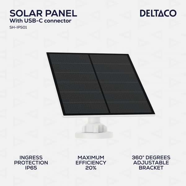 Deltaco Smart Home Solcellepanel med USB-C-kontakt 5W 3m