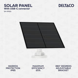 Deltaco Smart Home Solcellepanel med USB-C-kontakt 5W 3m