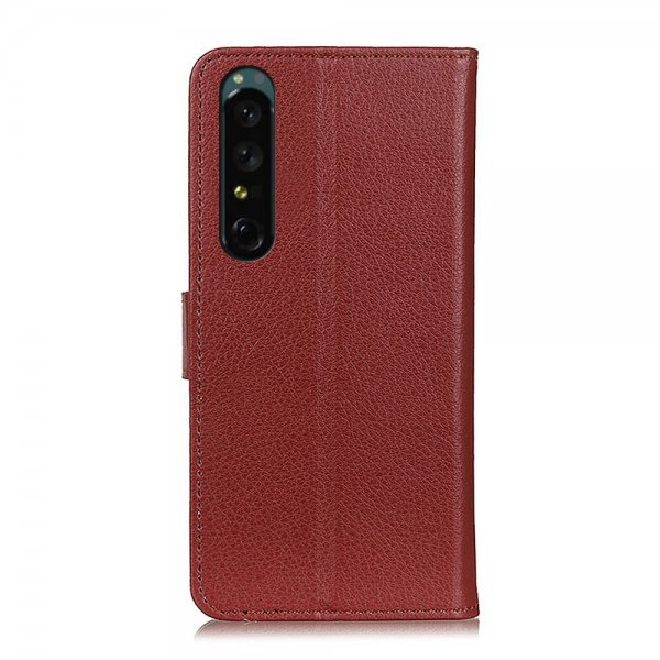 Sony Xperia 1 IV Etui Litchi Brun