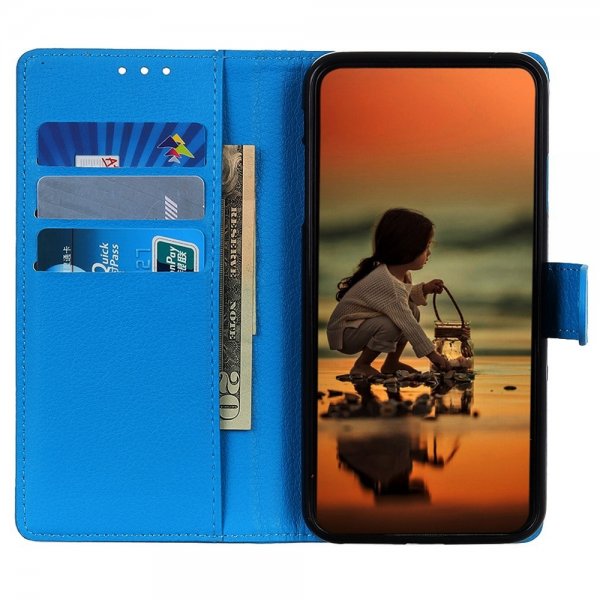 Sony Xperia 1 V Etui Litchi Blå