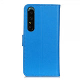 Sony Xperia 1 V Etui Litchi Blå