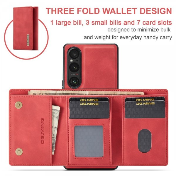 Dg.Ming Sony Xperia 1 V Deksel M1 Series Avtakbart Kortholder Rød