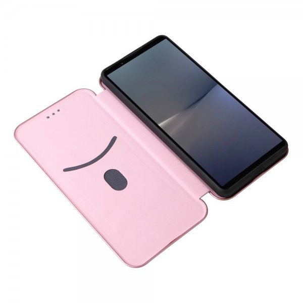 Sony Xperia 1 VI Etui Karbonfibertekstur Rosegull