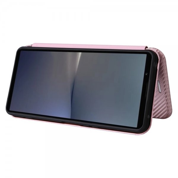 Sony Xperia 1 VI Etui Karbonfibertekstur Rosegull