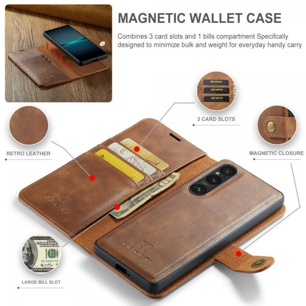 Dg.Ming Sony Xperia 1 VI Etui Avtagbart Deksel Brun