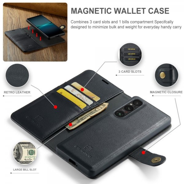 Dg.Ming Sony Xperia 1 VI Etui Avtagbart Deksel Svart