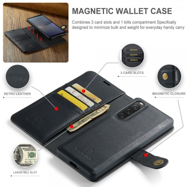 Dg.Ming Sony Xperia 10 V Etui Avtagbart Deksel Svart