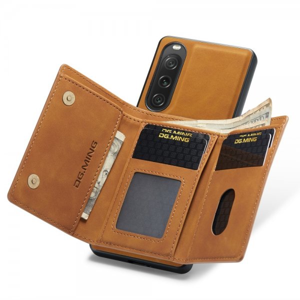 Dg.Ming Sony Xperia 10 V Deksel M1 Series Avtakbart Kortholder Brun