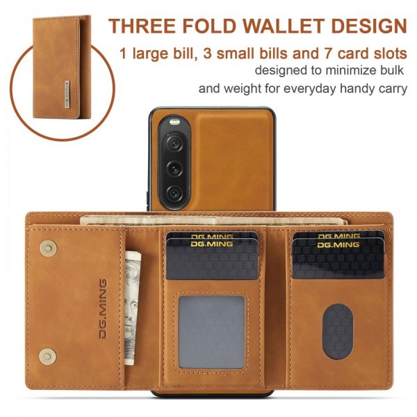 Dg.Ming Sony Xperia 10 V Deksel M1 Series Avtakbart Kortholder Brun
