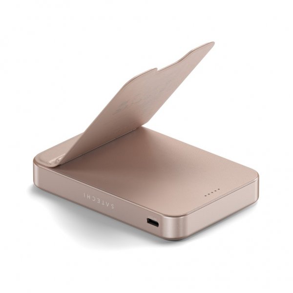 Satechi OntheGo Qi2 10K MagSafe-powerbank med stativ Desert Rose