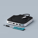 Satechi Mac Mini M4 Stativ & Hub med SSD-kapsling sølv