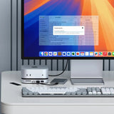 Satechi Mac Mini M4 Stativ & Hub med SSD-kapsling sølv