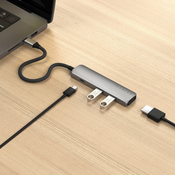 Satechi 4-in-1 USB-C Slim Multiport Adapter 4K Space Gray