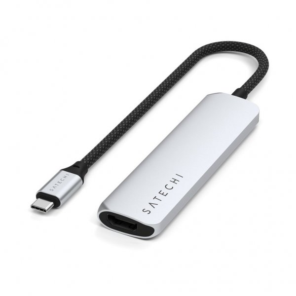 Satechi 4-in-1 USB-C Slim Multiport Adapter 4K Sølv