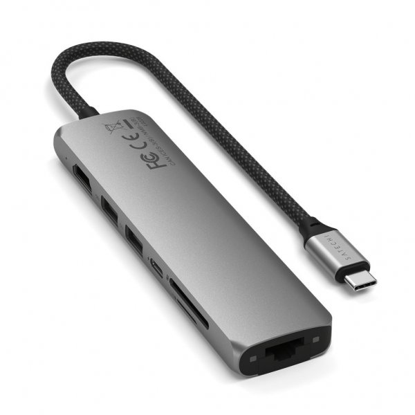 Satechi 7-in-1 USB-C Slim Multiport Adapter with Ethernet Space Gray