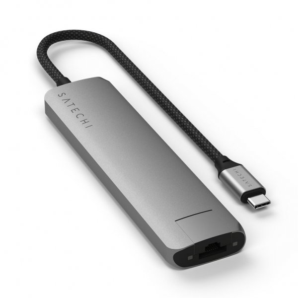 Satechi 7-in-1 USB-C Slim Multiport Adapter with Ethernet Space Gray