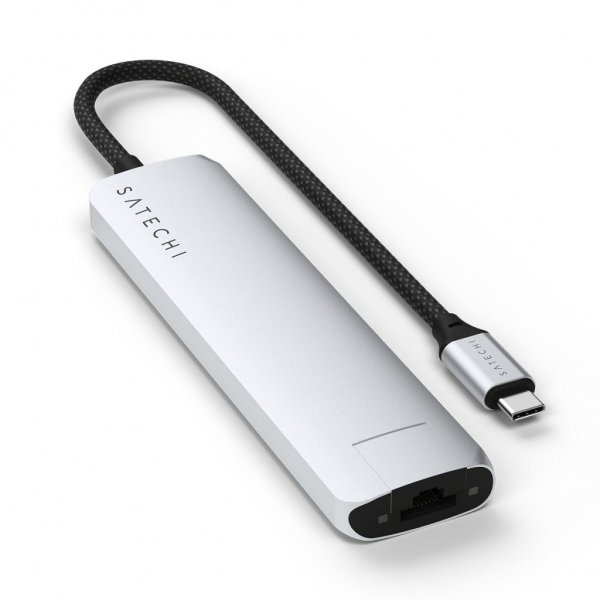 Satechi 7-in-1 USB-C Slim Multiport Adapter with Ethernet Sølv
