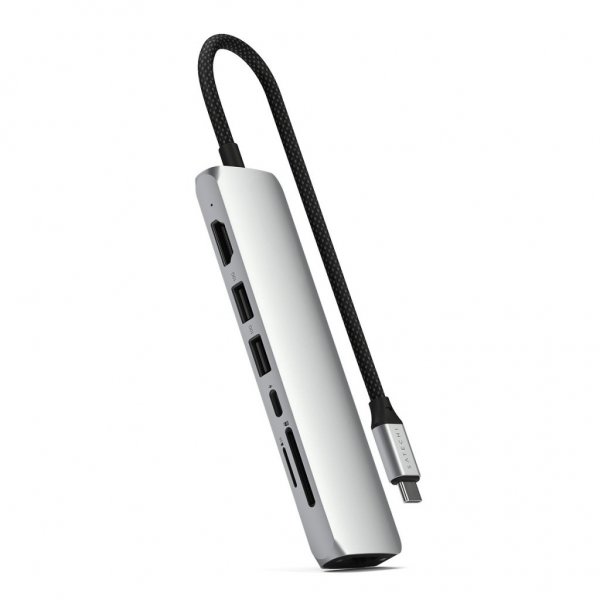 Satechi 7-in-1 USB-C Slim Multiport Adapter with Ethernet Sølv