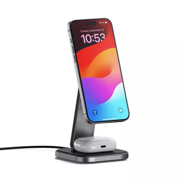 Satechi Trådløs lader 2-in-1 Foldable Qi2 Wireless Charging Stand MagSafe