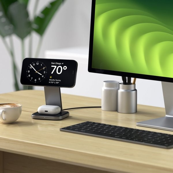 Satechi Trådløs lader 2-in-1 Foldable Qi2 Wireless Charging Stand MagSafe