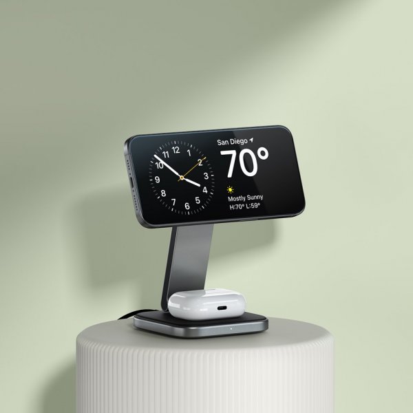 Satechi Trådløs lader 2-in-1 Foldable Qi2 Wireless Charging Stand MagSafe