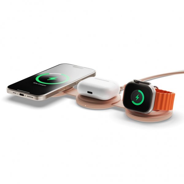 Satechi OntheGo 3-i-1 trådløs lader Desert Rose
